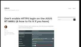 
							         Don't enable HTTPS login on the ASUS RT-N66U (& how to fix it if you ...								  
							    