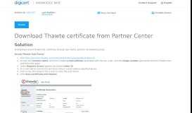 
							         Download Thawte certificate from Partner Center								  
							    