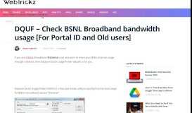
							         DQUF - Check BSNL Broadband bandwidth usage [For Portal ID and ...								  
							    