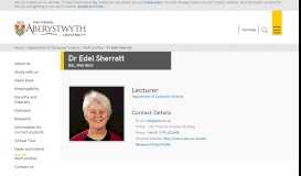 
							         Dr Edel Sherratt - Aberystwyth University								  
							    