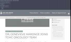 
							         Dr. Genevieve Maronge Joins TGMC Oncology Team | Mary Bird ...								  
							    
