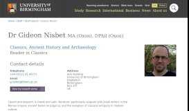 
							         Dr Gideon Nisbet - Classics, Ancient History and Archaeology ...								  
							    