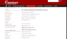 
							         Dr. Helen Baldwin Middle School – Canterbury Public Schools								  
							    