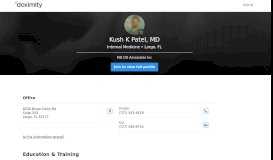 
							         Dr. Kush Patel, MD – Largo, FL | Internal Medicine - Doximity								  
							    