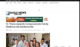 
							         Dr. Triana expands Compassionate Family Medicine into Baldwinsville								  
							    