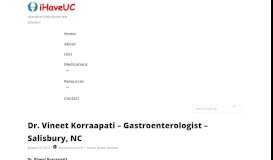 
							         Dr. Vineet Korraapati - Gastroenterologist - Salisbury, NC - iHaveUC								  
							    