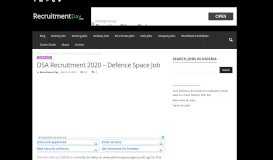 
							         DSA Recruitment 2019/2020 - Defence Space Administration Job on ...								  
							    