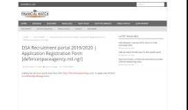 
							         DSA Recruitment portal 2019/2020 | Application Registration Form ...								  
							    