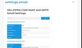 
							         DSL.PIPEX.COM IMAP and SMTP Email Settings								  
							    