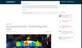 
							         dsp.davita.com/Login - Davita Village Web Login - Login Helps								  
							    