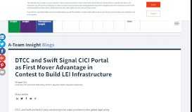 
							         DTCC and Swift Signal CICI Portal as First Mover Advantage in ...								  
							    