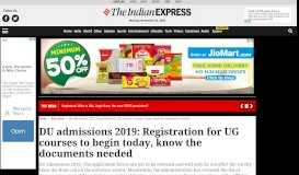 
							         DU admissions 2019: Registration for UG courses to begin today ...								  
							    