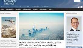 
							         Dubai announces UAS event, plans UAV air taxi safety regulations ...								  
							    