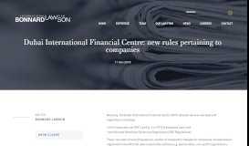
							         Dubai International Financial Centre: new rules - Bonnard Lawson								  
							    