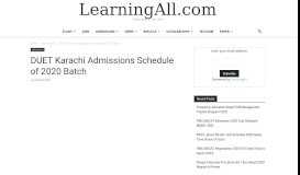 
							         DUET Karachi Admissions Schedule of 2018-19 Batch - Learningall.com								  
							    