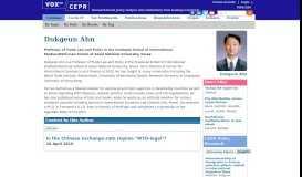
							         Dukgeun Ahn | VOX, CEPR Policy Portal - Vox EU								  
							    