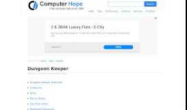 
							         Dungeon Keeper game help, cheat's, walkthrough - Computer Hope								  
							    