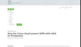 
							         Duo for Cisco AnyConnect VPN with ASA or Firepower | Duo Security								  
							    