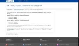 
							         DVR / NVR: Default username and password - Lorex Support ...								  
							    