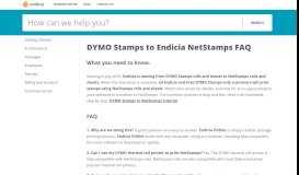 
							         DYMO Stamps to Endicia NetStamps FAQ - Endicia Support								  
							    