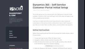 
							         Dynamics 365 – Self-Service Customer Portal ... - SharePoint & CRM								  
							    