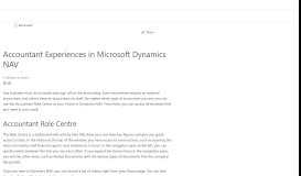 
							         Dynamics NAV accountant experience - Dynamics NAV | Microsoft Docs								  
							    