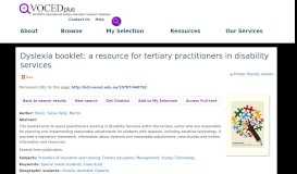 
							         Dyslexia booklet: a resource for tertiary practitioners in disability ...								  
							    