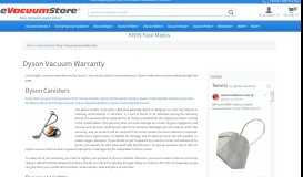 
							         Dyson Vacuum Warranty - eVacuumStore.com								  
							    