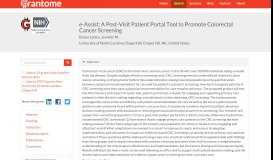 
							         e-Assist: A Post-Visit Patient Portal Tool to Promote Colorectal Cancer ...								  
							    