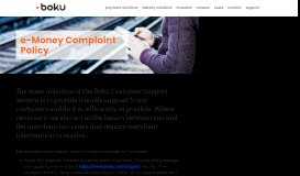 
							         e-Money Complaint Policy – Boku Inc.								  
							    