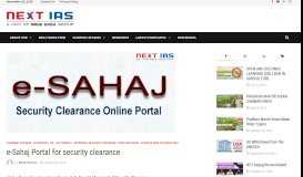 
							         e-Sahaj Portal for security clearance - Current Affairs BLOG								  
							    