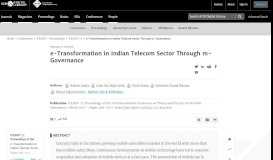 
							         e-Transformation in Indian Telecom Sector ... - ACM Digital Library								  
							    
