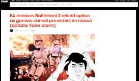
							         EA removes Battlefront 2 refund option as gamers cancel pre-orders ...								  
							    