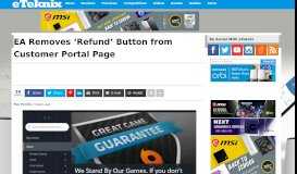 
							         EA Removes 'Refund' Button from Customer Portal Page | eTeknix								  
							    