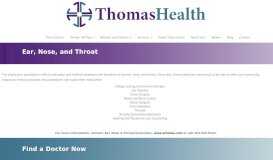 
							         Ear, Nose, & Throat - Thomas Memorial Hospital								  
							    