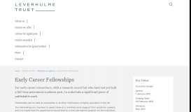
							         Early Career Fellowships | The Leverhulme Trust								  
							    