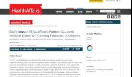 
							         Early Impact Of CareFirst's Patient-Centered Medical Home With ...								  
							    