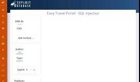 
							         Easy Travel Portal - SQL Injection - Exploit Database								  
							    