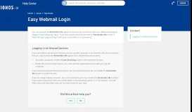 
							         Easy Webmail Login - IONOS Help								  
							    