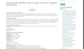 
							         Easy Wireless Bill Pay, Online Login, Customer Support Information								  
							    