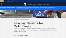 
							         EasyPay Options for MetroCard - MTA								  
							    