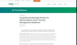 
							         EasyVista and Bomgar Partner to Deliver End-to-End IT Service ...								  
							    
