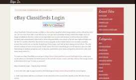 
							         eBay Classifieds Login – eBayClassifieds.com Account Sign In								  
							    