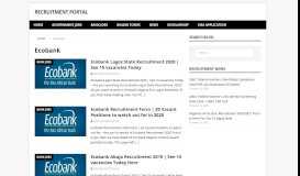 
							         Ecobank Archives - Recruitment Portal								  
							    