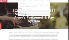 
							         ECS Named Prime on $87 Million Contract for US Army's Personnel ...								  
							    