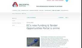 
							         EC's new Funding & Tender Opportunities Portal is online - ERA Portal ...								  
							    