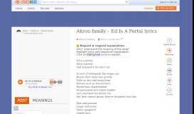
							         Ed Is A Portal lyrics by Akron-family - original song full text. Official Ed ...								  
							    