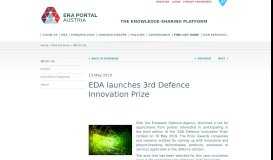 
							         EDA launches 3rd Defence Innovation Prize - ERA Portal Austria								  
							    