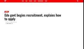
							         Edo govt begins recruitment, explains how to apply - Daily Post Nigeria								  
							    