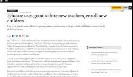 
							         Educare uses grant to hire new teachers, enroll new children ...								  
							    